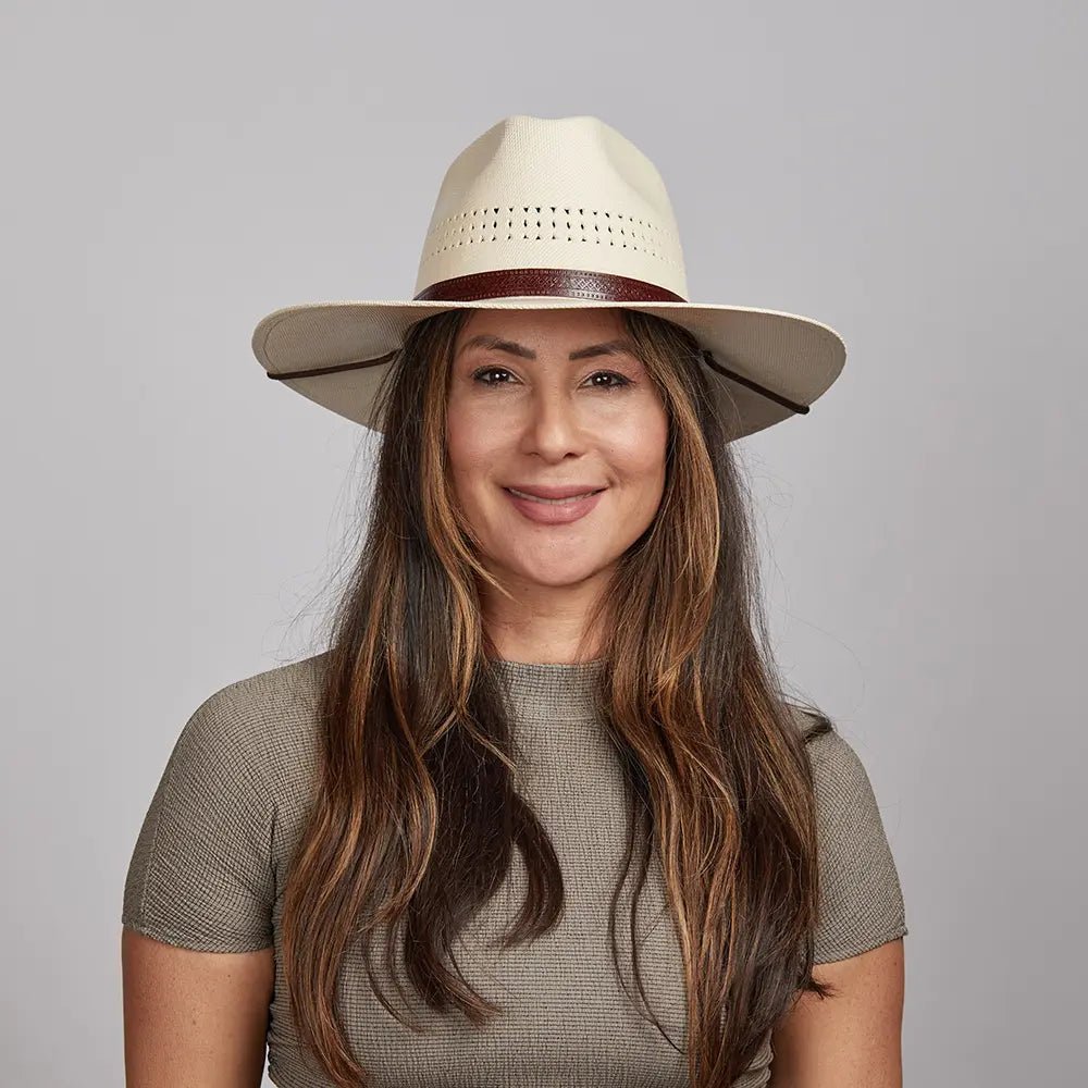 Barcelona Womens Wide Brim Firm Straw Sun Hat