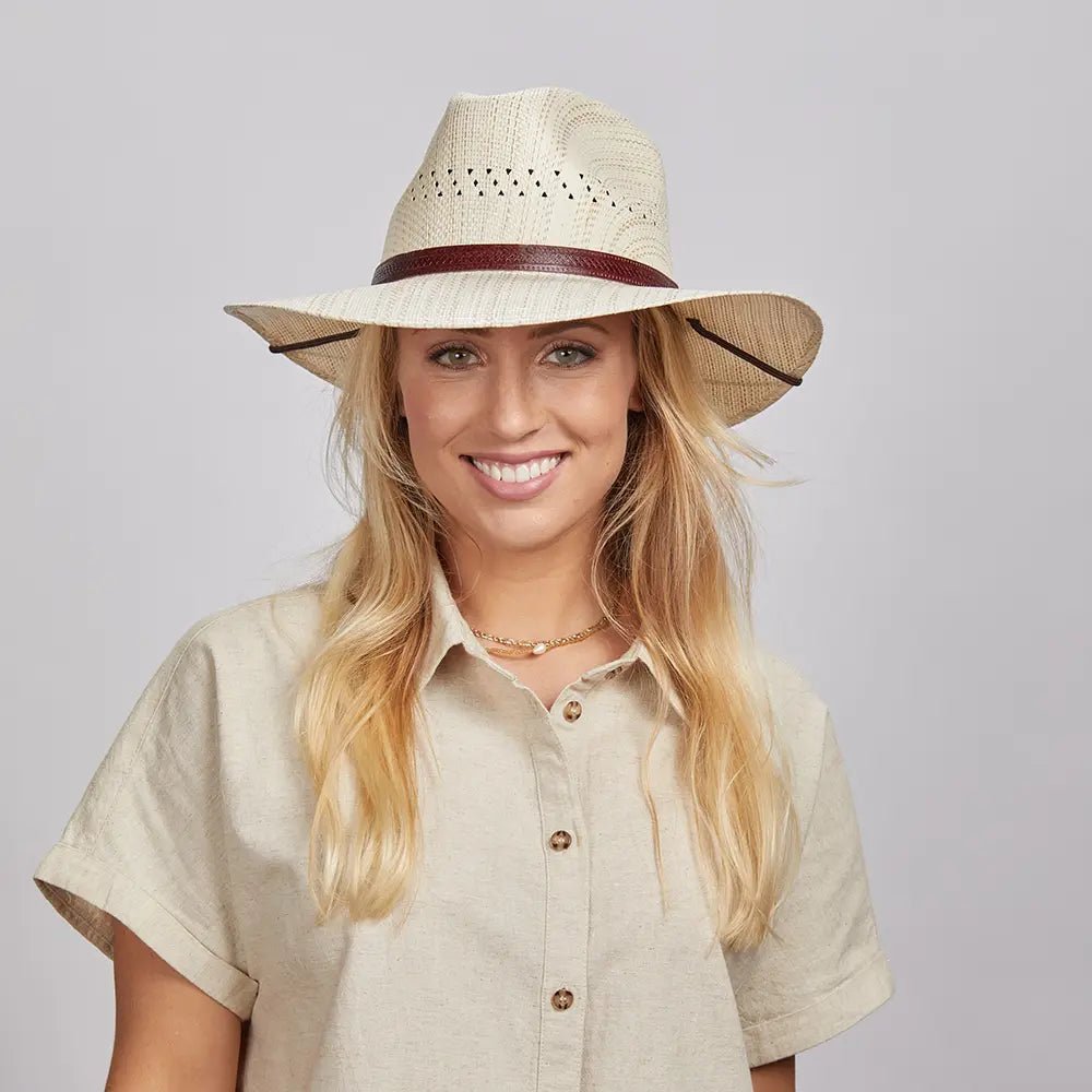 Barcelona Womens Wide Brim Firm Straw Sun Hat